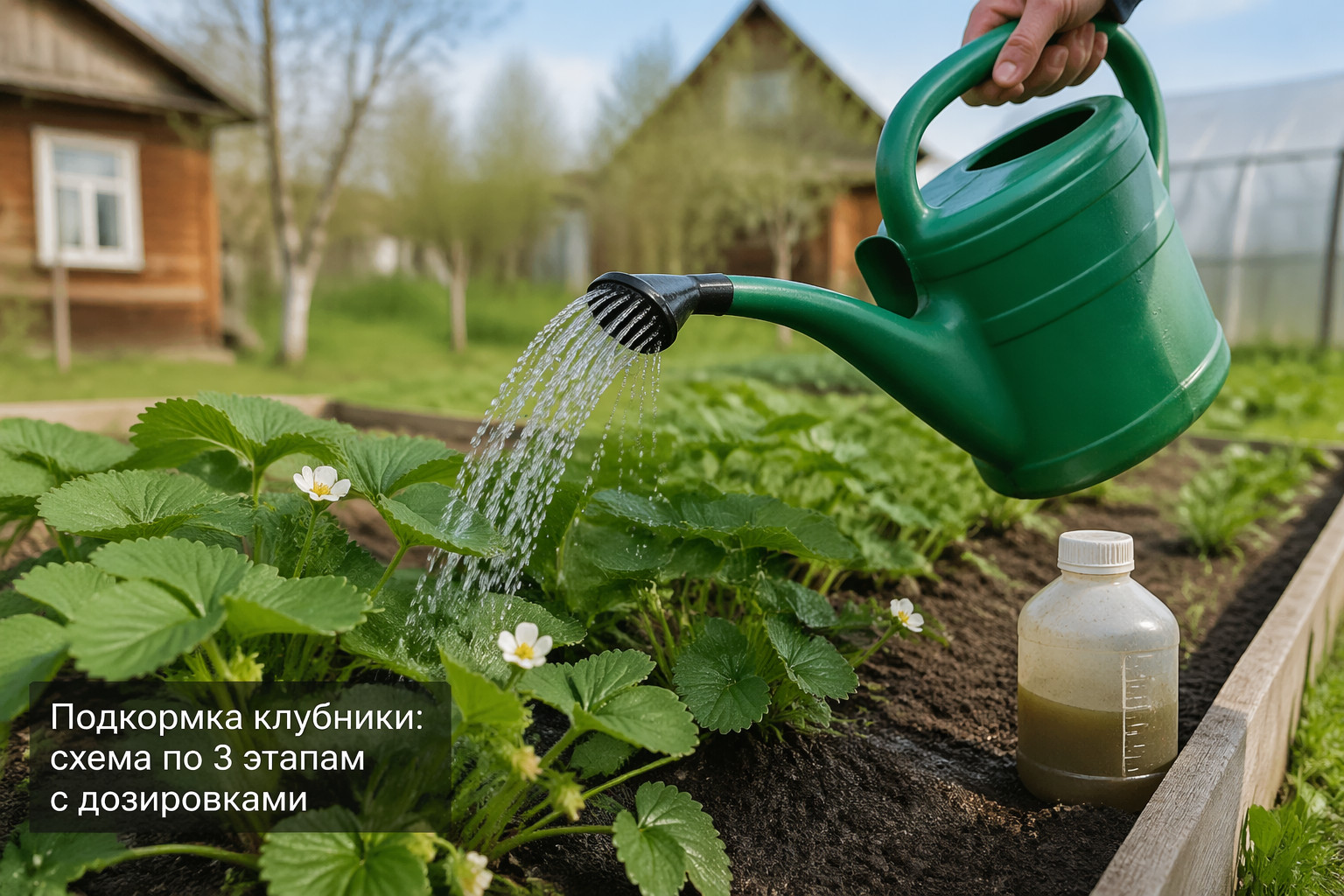 Подкормка клубники: схема по 3 этапам с дозировками
