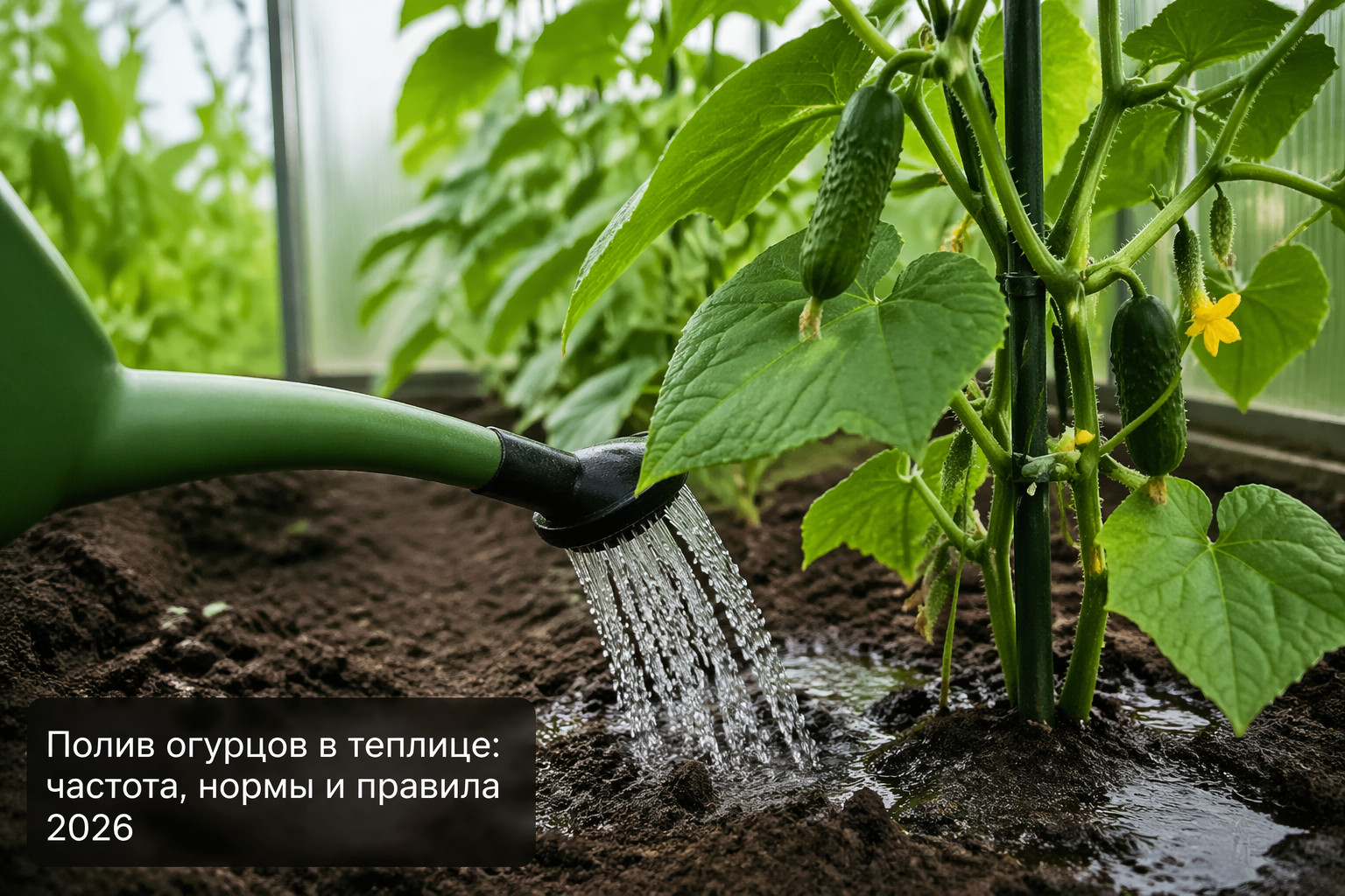 Полив огурцов в теплице: частота, нормы и правила 2026