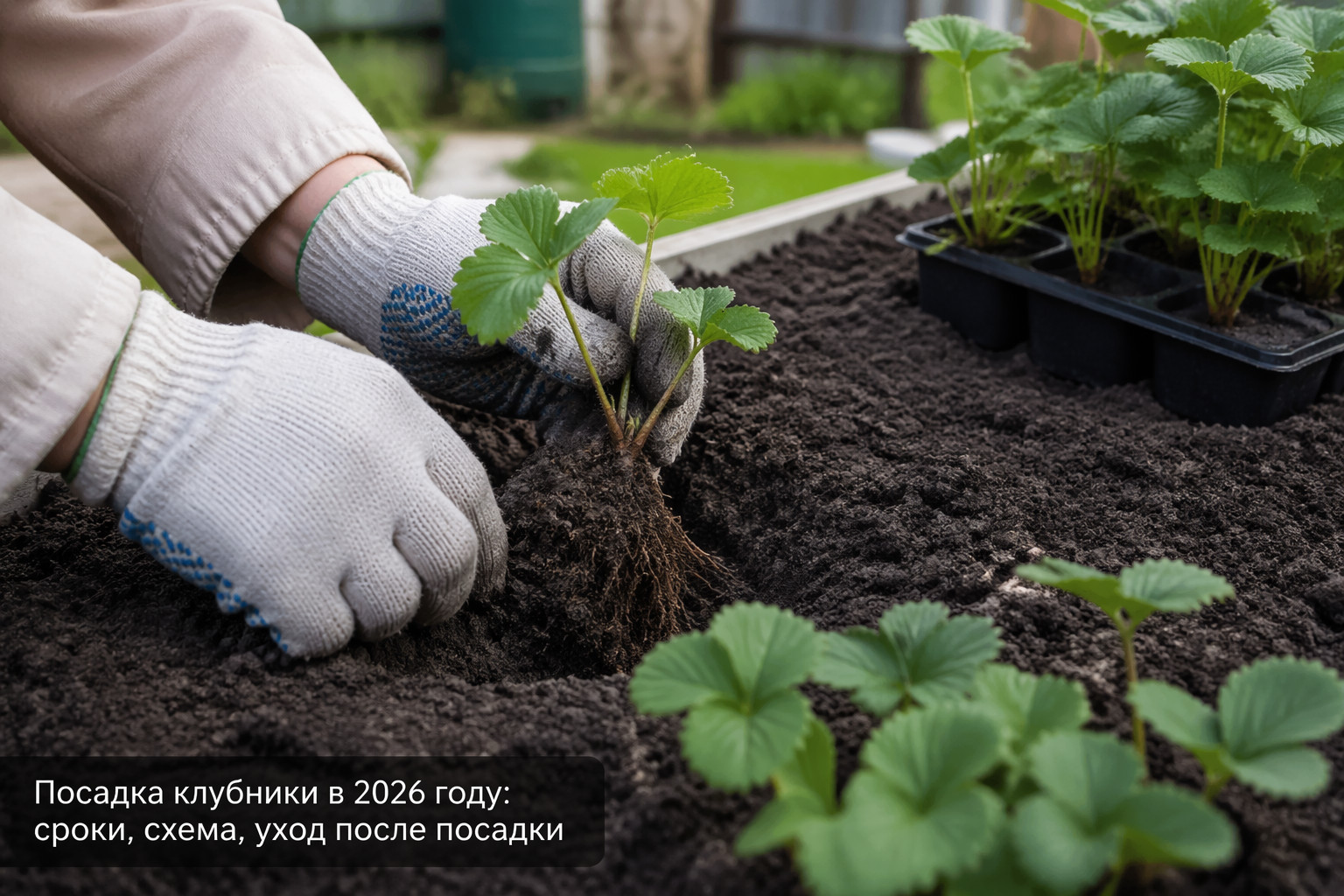 Посадка клубники в 2026 году: сроки, схема, уход после посадки