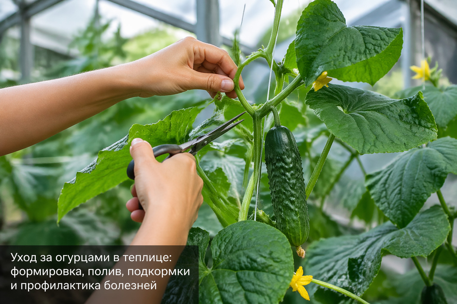 Уход за огурцами в теплице: формировка, полив, подкормки и профилактика болезней